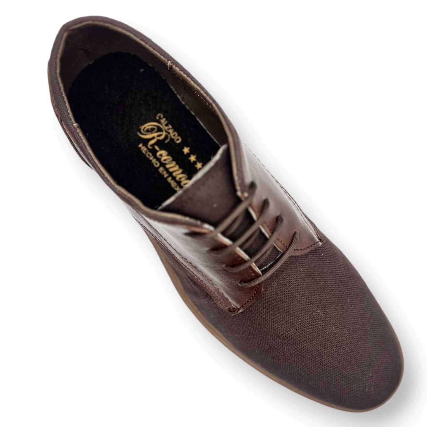 Zapato Casual Elegante para Caballero en Lona Cafe y Piel - Confort y Estilo Moderno