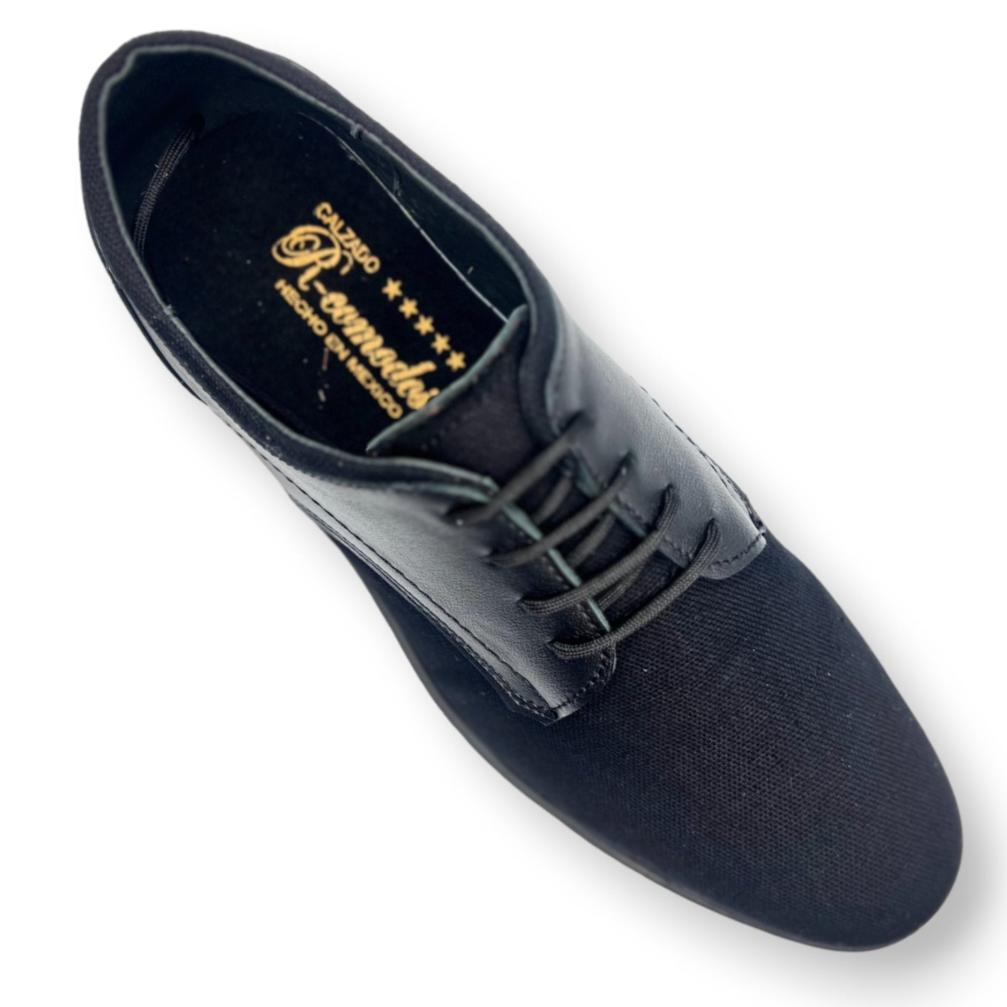 Zapato Casual Elegante para Caballero en Lona Negra y Piel - Confort y Estilo Moderno
