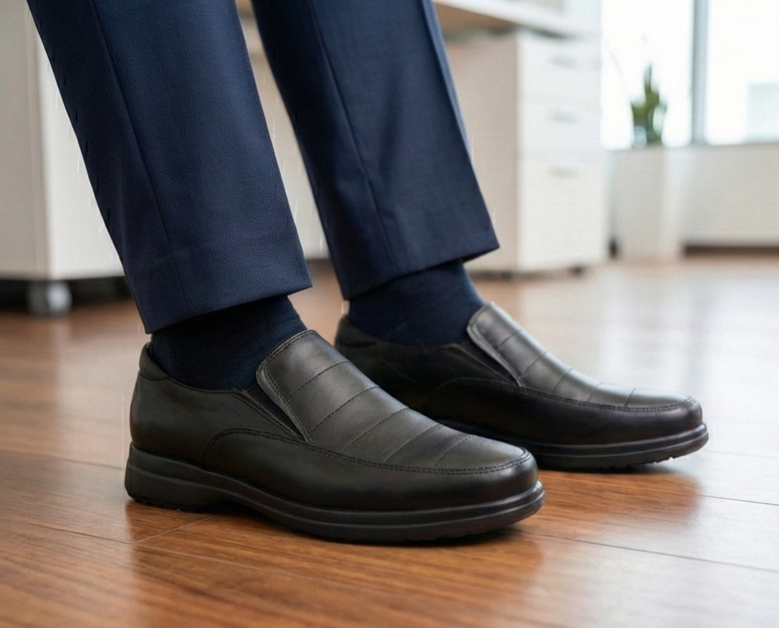 ZAPATO DE PIEL DE BORREGO PARA CABALLEROCOMODO PIE DIABETICO MODELO RAYAS