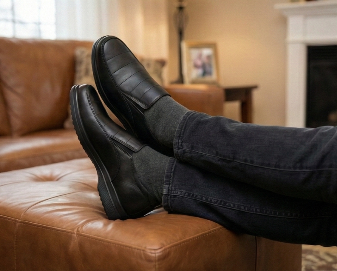 ZAPATO DE PIEL DE BORREGO PARA CABALLEROCOMODO PIE DIABETICO MODELO RAYAS