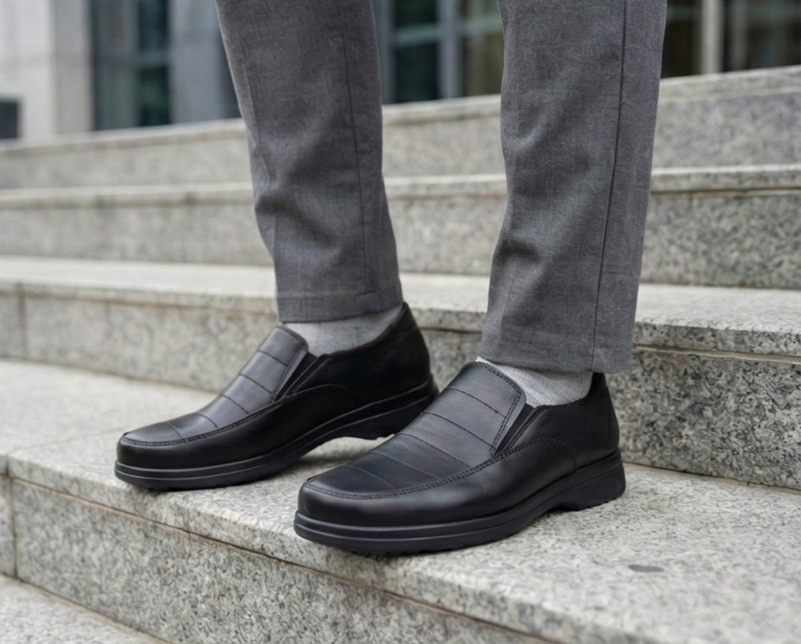 ZAPATO DE PIEL DE BORREGO PARA CABALLEROCOMODO PIE DIABETICO MODELO RAYAS