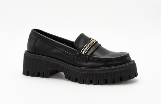 Mocasines Chunky con Plataforma y Detalles Brillantes