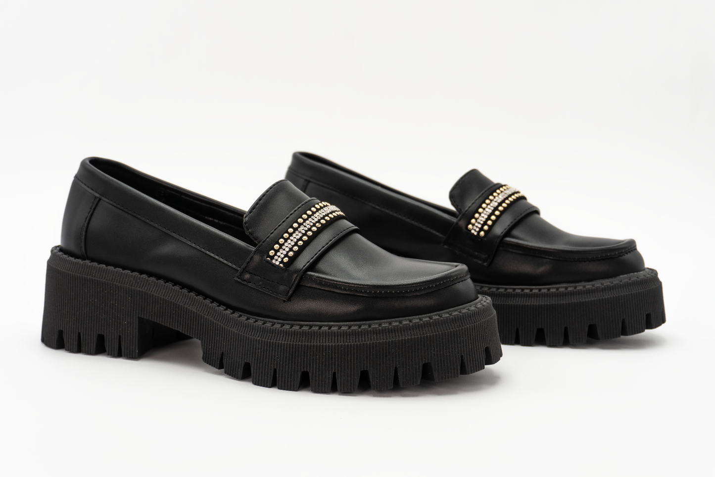 Mocasines Chunky con Plataforma y Detalles Brillantes