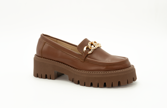 Mocasines Chunky de Plataforma con Cadena Dorada