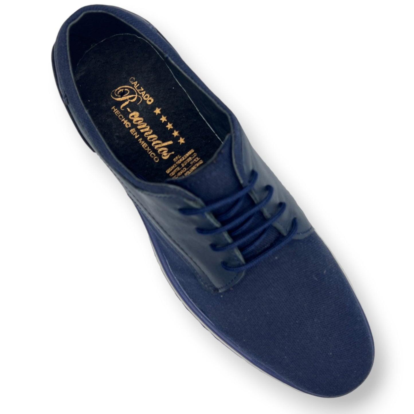Zapato Casual Elegante para Caballero en Lona Azul y Piel - Confort y Estilo Moderno