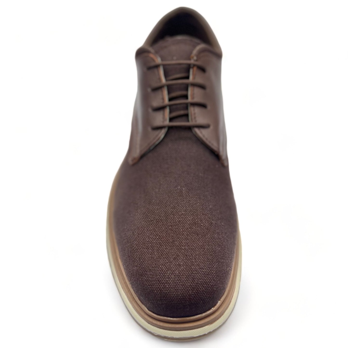 Zapato Casual Elegante para Caballero en Lona Cafe y Piel - Confort y Estilo Moderno