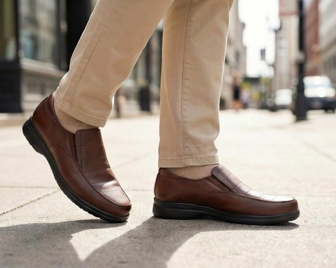 ZAPATO DE PIEL DE BORREGO PARA CABALLEROCOMODO PIE DIABETICO MODELO RAYAS