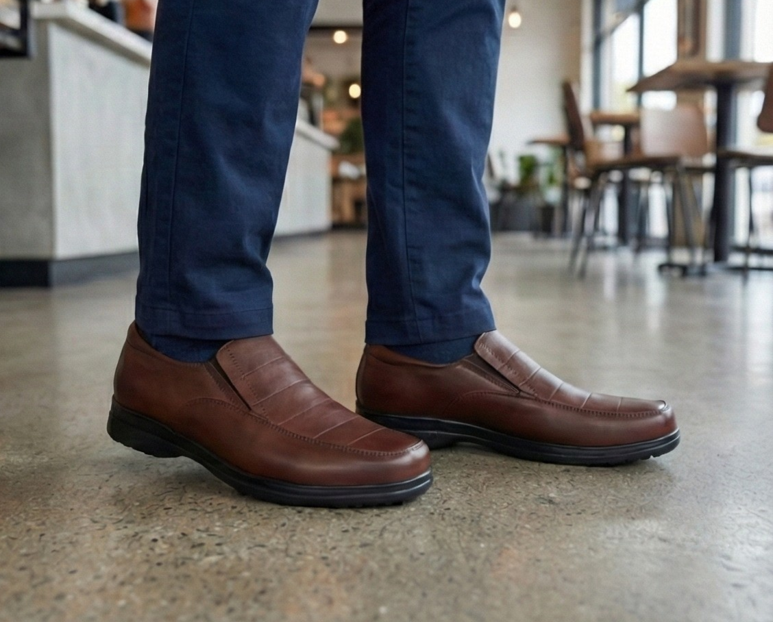 ZAPATO DE PIEL DE BORREGO PARA CABALLEROCOMODO PIE DIABETICO MODELO RAYAS