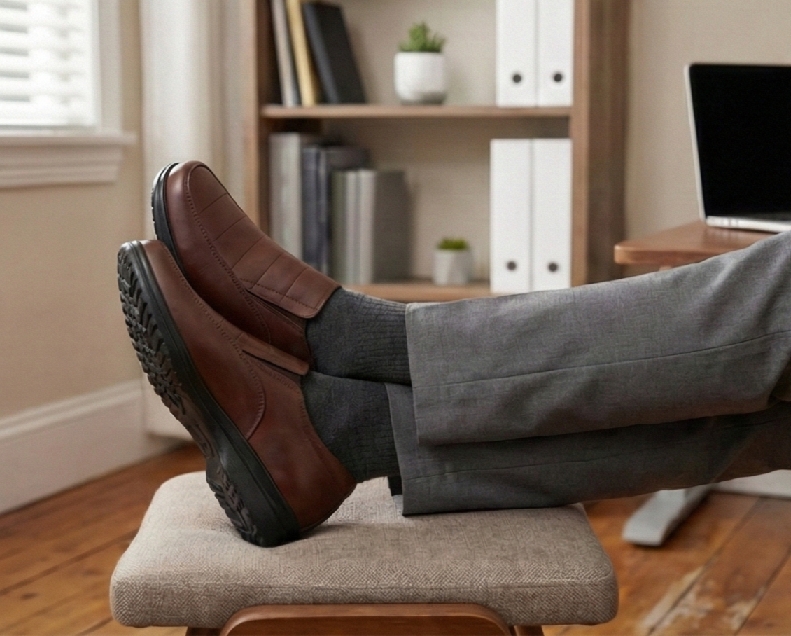 ZAPATO DE PIEL DE BORREGO PARA CABALLEROCOMODO PIE DIABETICO MODELO RAYAS